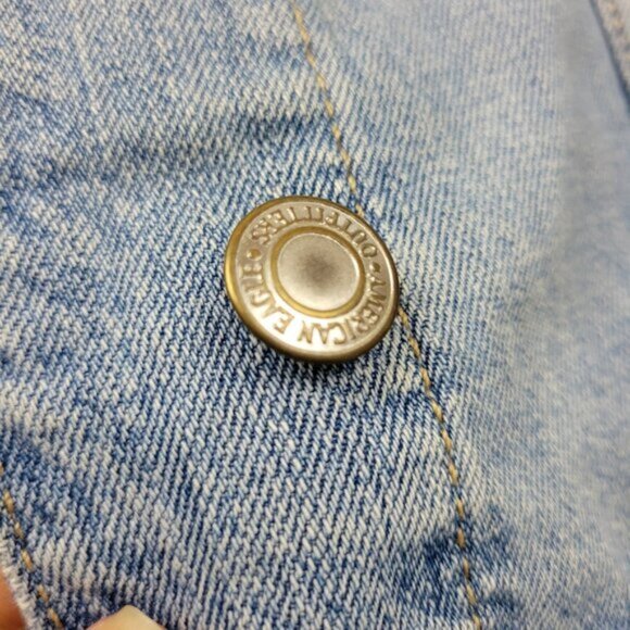 American Eagle Womens Denim Jacket Embroidered Bandana Floral Gorpcore Boho XS - Picture 4 of 16